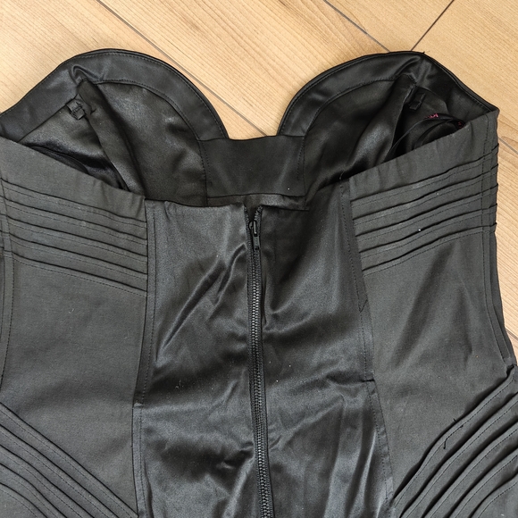 Betsey Johnson Black Satin Lace-Up Midi Dress - Picture 4 of 7